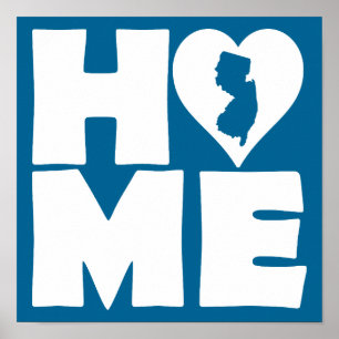Poster New Jersey Accueil Panneau État Heart Home