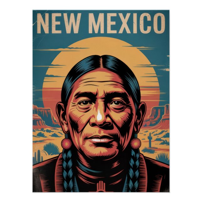 Poster New Mexico Native Symbol Desert Sunset (Devant)