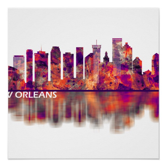 Poster New Orleans Louisiana Skyline (Devant)