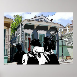 Poster New Orleans Shotgun House et Brass Band