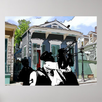 Poster New Orleans Shotgun House et Brass Band