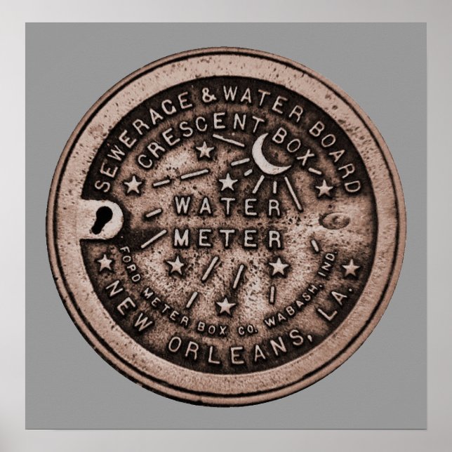 Poster New Orleans Water Meter Wall Art (Devant)