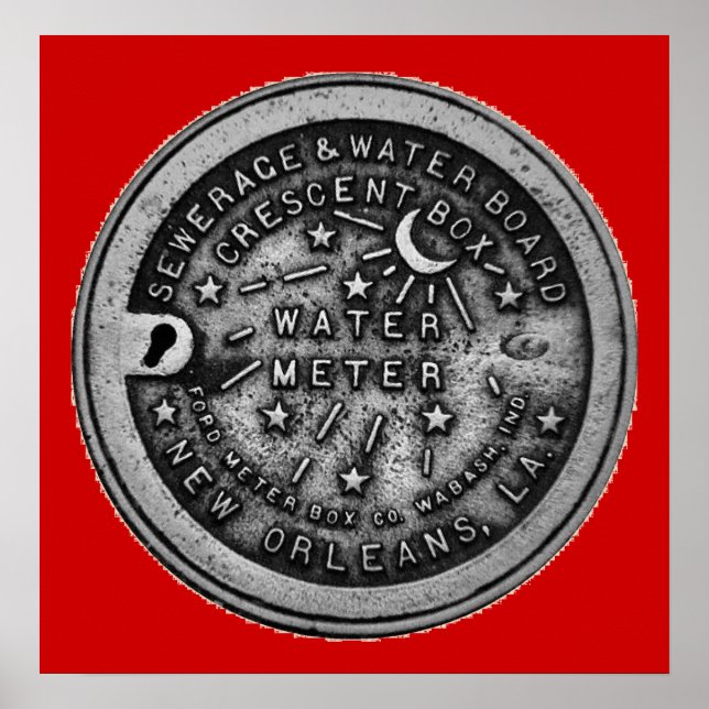 Poster New Orleans Water Meter Wall Art (Devant)