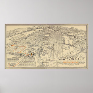 Poster New York City - Carte picturale Vintage - 1932