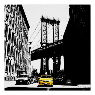 Poster New York City Nyc Taxi jaune Brooklyn Bridge