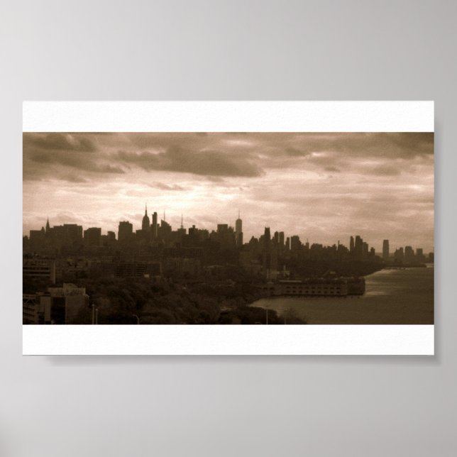 Poster New York City Skyline en Sepia Tones (Devant)