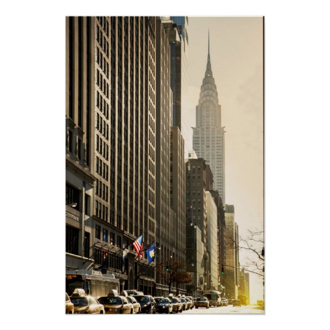 Poster New York, E 42 St et Chrysler Building (Devant)