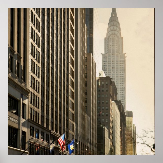 Poster New York, E 42 St et Chrysler Building (Devant)