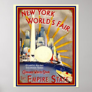 Poster New York World's Fair Deco Imprimer 11 x 14