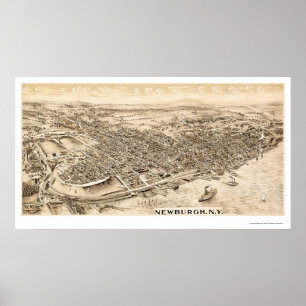 Poster Newburgh, carte panoramique de NY - 1900