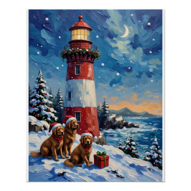 Poster Newfoundland Christmas Lighthouse Holiday (Devant)