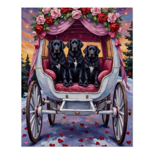 Poster Newfoundland Dog Valentine's Day  (Devant)