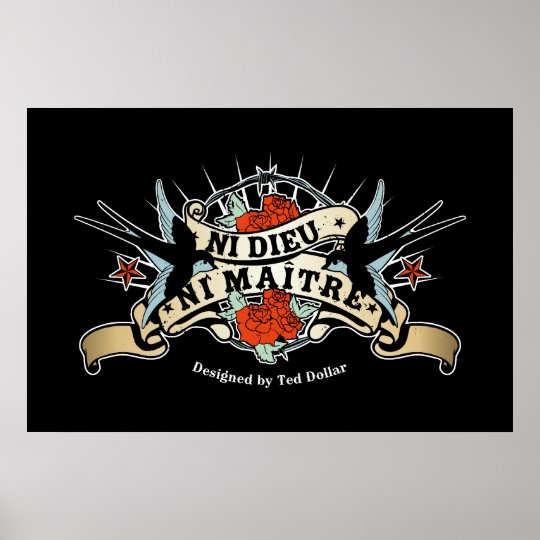 Poster Ni Dieu Ni MAITRE Zazzle.fr