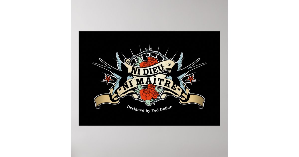 Poster Ni Dieu Ni MAITRE Zazzle.fr