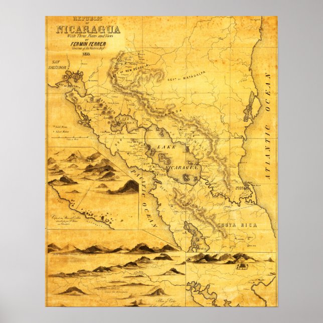 Poster NicaraguaCarte panoramiqueNicaragua (Devant)