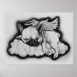 Poster "Nice" - Dessin français de l'ange Bulldog