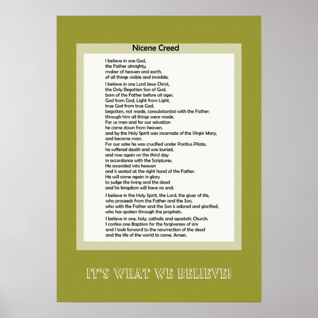 Poster Nicene Creed Christian Print (Devant)