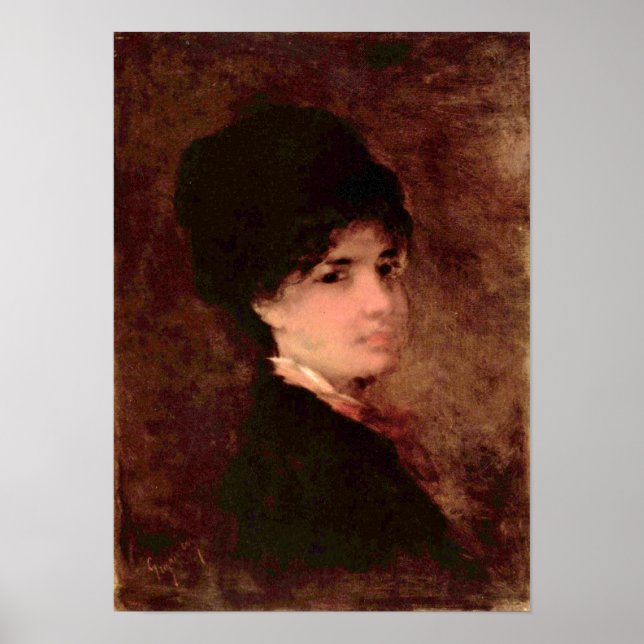 Poster Nicolae Grigorescu - Portrait d'une femme (Devant)