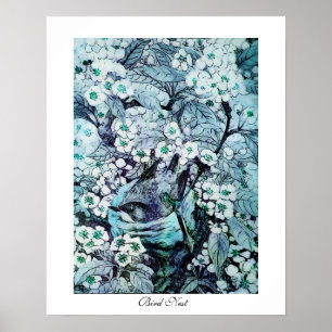 Poster NID D'OISEAU, blanc bleu