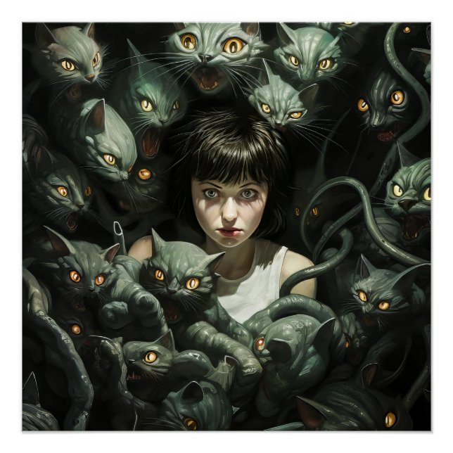 Poster Nightmare de chat d'horreur (Devant)