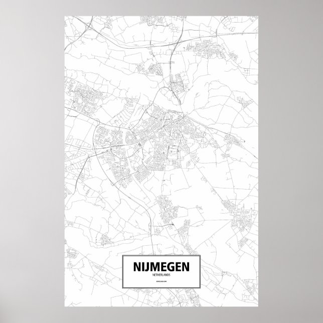 Poster Nijmegen, Pays-Bas (noir sur blanc) (Devant)