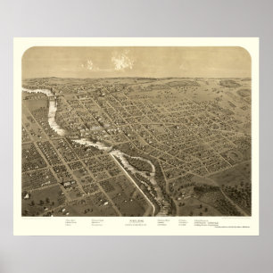 Poster Niles, MI Carte panoramique - 1868