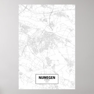 Poster Nimègue, Pays-Bas (noir sur le blanc)