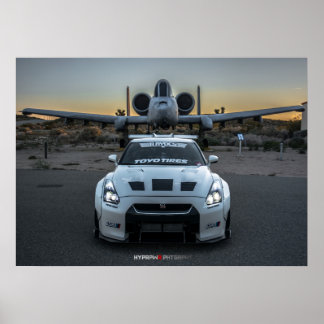 Poster Nissan GT-R R35 LibertyWalk avec plan