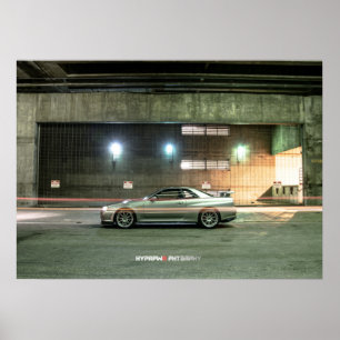 Poster Nissan Skyline R34 GTR à Los Angeles du centre