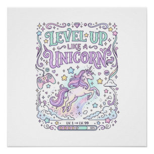 Poster Niveau de licorne monte comme une licorne Marketpl