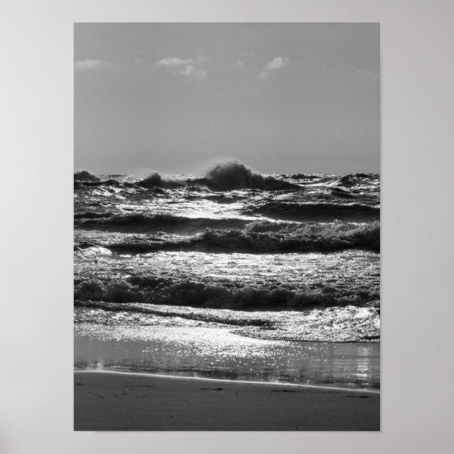 Poster Niveaux de gris du lac Angry Michigan (Devant)