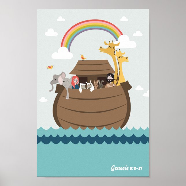 Poster Noah's Ark Animal Pairs Christian Wall Art (Devant)
