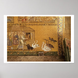 Poster Noé prenant les animaux dans l'arche, mosaïque e