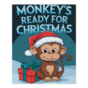 Poster Noël aux singes