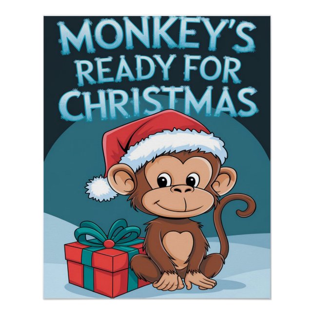 Poster Noël aux singes (Devant)