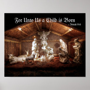 Poster Noël Avent Jésus Nativité Manger Scène
