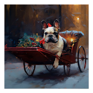 Poster Noël de la saison festive de Bouledogue français