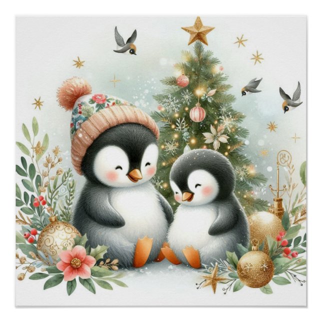 Poster Noël des pingouins (Devant)