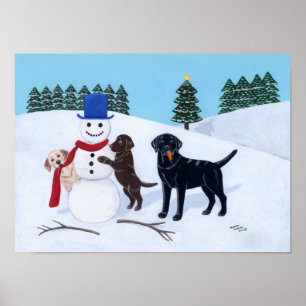 Poster Noël du Labrador avec l'oeuvre de Snowman