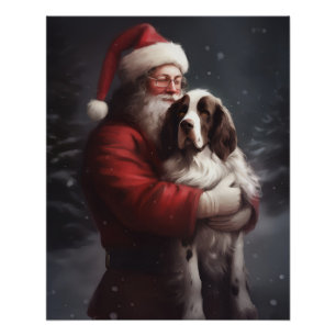 Poster Noël festif Springer Spaniel Santa Claus