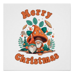 Poster Noël Gnome Rétro