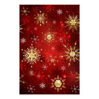 Noël Golden Snowflakes sur Arrière - plan rouge