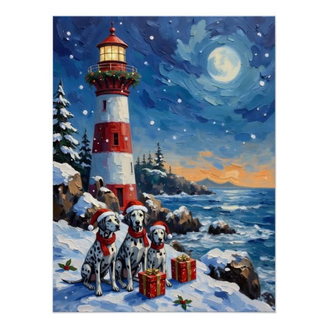 Poster Noël Phare Dalmatien Vacances (Devant)