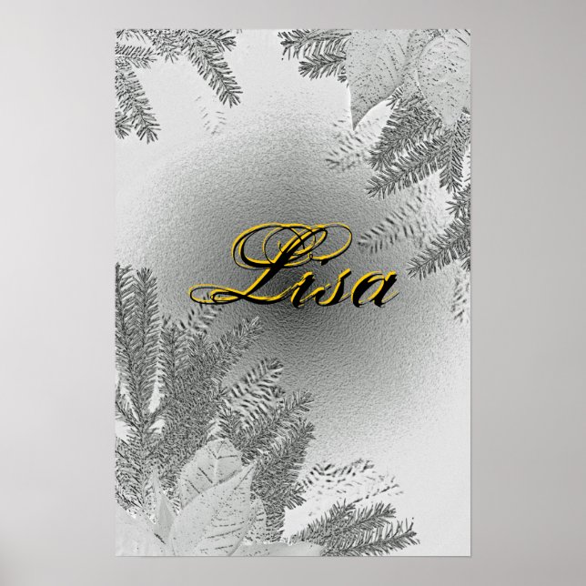 Poster Noël Poinsettia blanc et gris Lisa (Devant)