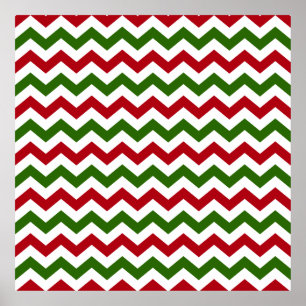 Poster Noël rouge et vert Motif Chevron