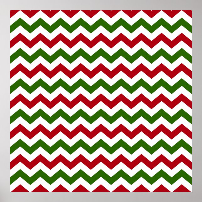 Poster Noël rouge et vert Motif Chevron (Devant)