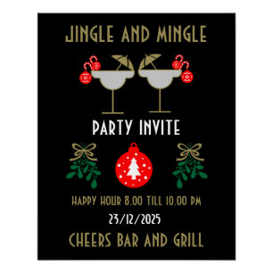 Poster Noël Vacances Cocktail Boissons Invitation