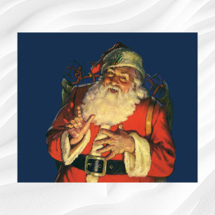 Poster Noël vintage, Jolly Santa Claus avec jouets