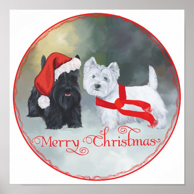Poster Noël Westie Scottie (Devant)