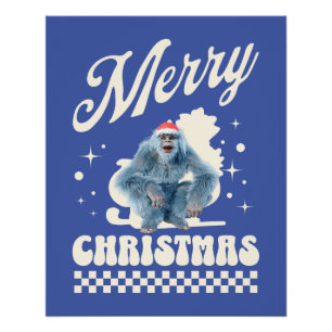 Poster Noël Yéti drôle humour des Fêtes